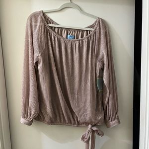 CeCe Blush Pink Sparkly Blouse | L | NWT